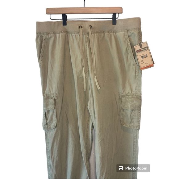 NWT Ruff Hewn beige/tan 100% cotton sz 18 cargo roll tab pants - Picture 3 of 5
